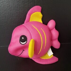 Best Made Toys Pink Mesh‎ Fish Bead Stuffed Plush 10" Yellow Fins Sewn Eyes